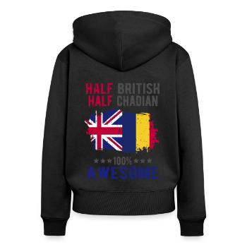 Half British Half Chader - Women's Premium Organic Zip Hoodie - black - Back - Julia (174cm)