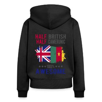 Half British Half Cameroonian - Women's Premium Organic Zip Hoodie - black - Back - Julia (174cm)
