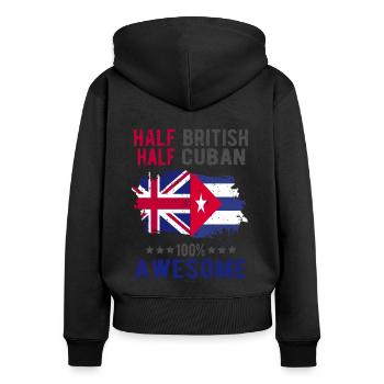 Moitié britannique moitié cubain - Sweat à capuche zippé Premium bio Femme - noir - Dos - Julia (174cm)