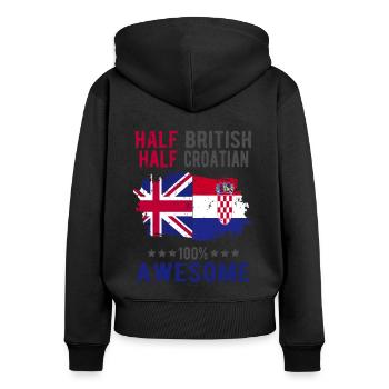 Half British Half Croat - Women's Premium Organic Zip Hoodie - black - Back - Julia (174cm)