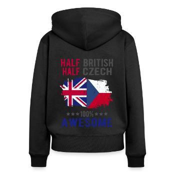 Halb Brite Halb Tscheche - Frauen Premium Bio Zip Hoodie - Schwarz - Hinten - Julia (174cm)