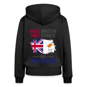 Moitié britannique moitié chypriote - Sweat à capuche zippé Premium bio Femme - noir - Dos - Julia (174cm)