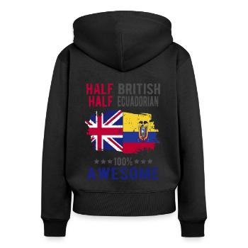 Halb Brite Halb Ecuadorianer - Frauen Premium Bio Zip Hoodie - Schwarz - Hinten - Julia (174cm)
