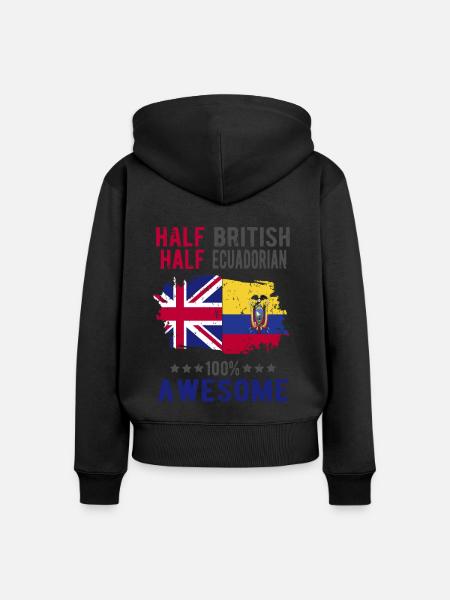 Halb Brite Halb Ecuadorianer - Frauen Premium Bio Zip Hoodie - Schwarz