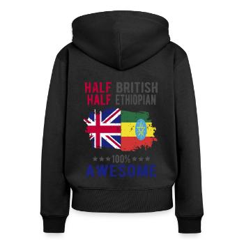 Moitié britannique moitié éthiopien - Sweat à capuche zippé Premium bio Femme - noir - Dos - Julia (174cm)