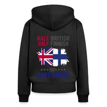 Half British Half Finn - Women's Premium Organic Zip Hoodie - black - Back - Julia (174cm)