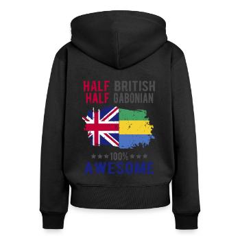 Halb Brite Halb Gabuner - Frauen Premium Bio Zip Hoodie - Schwarz - Hinten - Julia (174cm)