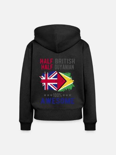 Halb Brite Halb Guyaner - Frauen Premium Bio Zip Hoodie - Schwarz