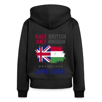 Half British Half Hungarian - Women's Premium Organic Zip Hoodie - black - Back - Julia (174cm)