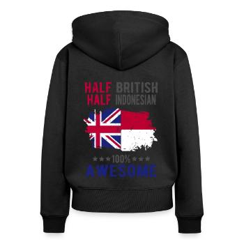 Halb Brite Halb Indonesier - Frauen Premium Bio Zip Hoodie - Schwarz - Hinten - Julia (174cm)