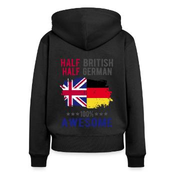 Halb Brite Halb Deutscher - Frauen Premium Bio Zip Hoodie - Schwarz - Hinten - Julia (174cm)