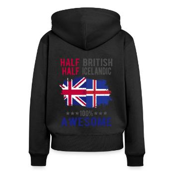 Moitié britannique moitié islandais - Sweat à capuche zippé Premium bio Femme - noir - Dos - Julia (174cm)