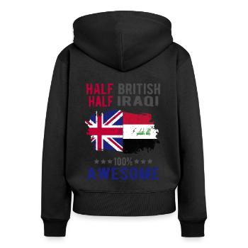 Halb Brite Halb Iraki - Frauen Premium Bio Zip Hoodie - Schwarz - Hinten - Julia (174cm)