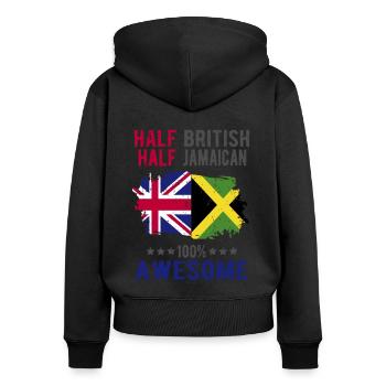 Halb Brite Halb Jamaikaner - Frauen Premium Bio Zip Hoodie - Schwarz - Hinten - Julia (174cm)