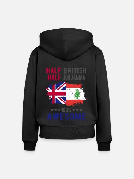 Halb Brite Halb Jordanier - Frauen Premium Bio Zip Hoodie - Schwarz
