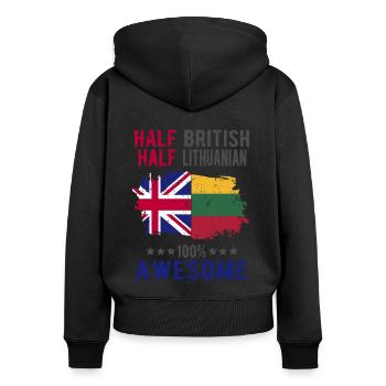 Halb Brite Halb Litauer - Frauen Premium Bio Zip Hoodie - Schwarz - Hinten - Julia (174cm)