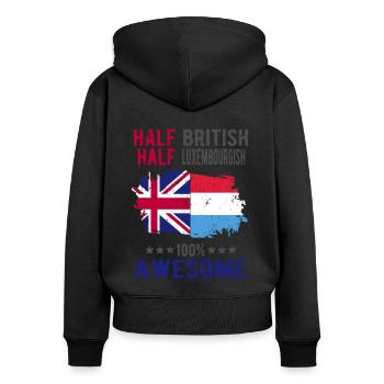 Moitié britannique moitié luxembourgeois - Sweat à capuche zippé Premium bio Femme - noir - Dos - Julia (174cm)
