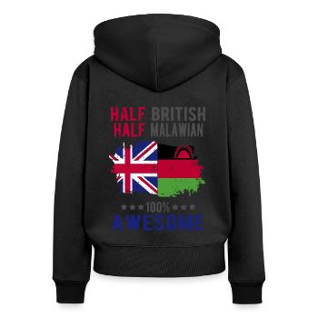 Half British Half Malawi - Women's Premium Organic Zip Hoodie - black - Back - Julia (174cm)
