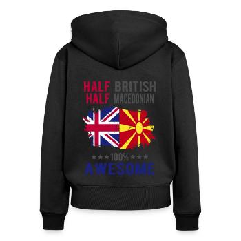 Halb Brite Halb Makedonier - Frauen Premium Bio Zip Hoodie - Schwarz - Hinten - Julia (174cm)