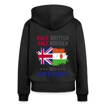 Half British Half Nigrer - Women's Premium Organic Zip Hoodie - black - Back - Julia (174cm)