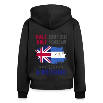 Halb Brite Halb Nicaraguaner - Frauen Premium Bio Zip Hoodie - Schwarz - Hinten - Julia (174cm)