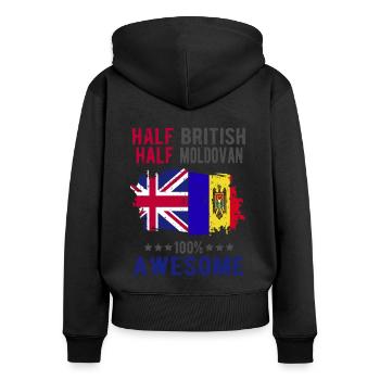 Moitié britannique moitié moldave - Sweat à capuche zippé Premium bio Femme - noir - Dos - Julia (174cm)