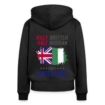 Halb Brite Halb Nigerianer - Frauen Premium Bio Zip Hoodie - Schwarz - Hinten - Julia (174cm)