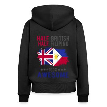 Halb Brite Halb Philippiner - Frauen Premium Bio Zip Hoodie - Schwarz - Hinten - Julia (174cm)