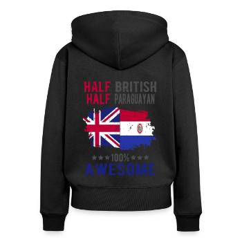 Half British Half Paraguayan - Women's Premium Organic Zip Hoodie - black - Back - Julia (174cm)