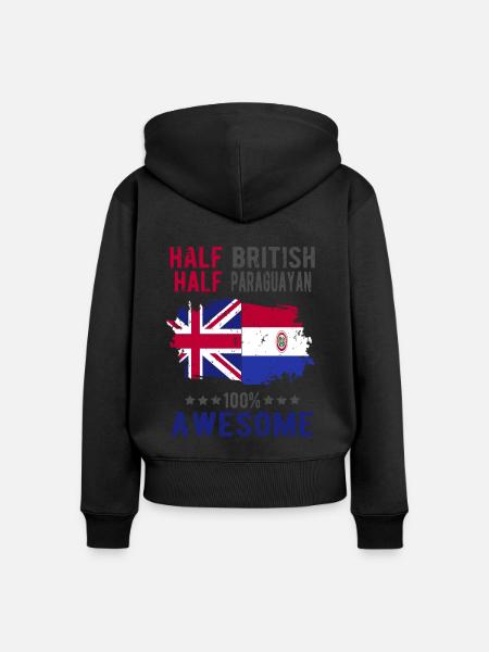 Halb Brite Halb Paraguayer - Frauen Premium Bio Zip Hoodie - Schwarz