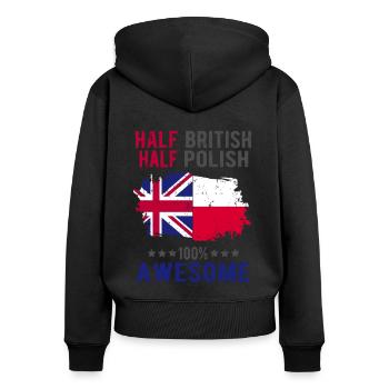 Halb Brite Halb Singapurer - Frauen Premium Bio Zip Hoodie - Schwarz - Hinten - Julia (174cm)