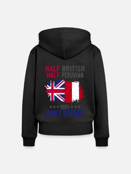 Halb Brite Halb Peruaner - Frauen Premium Bio Zip Hoodie - Schwarz
