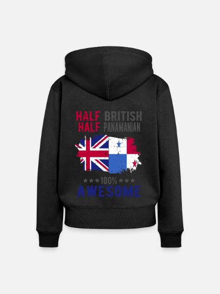 Halb Brite Halb Panamese - Frauen Premium Bio Zip Hoodie - Schwarz