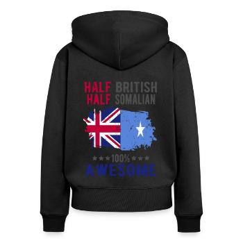 Moitié britannique moitié somalien - Sweat à capuche zippé Premium bio Femme - noir - Dos - Julia (174cm)