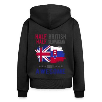 Halb Brite Halb Slowake - Frauen Premium Bio Zip Hoodie - Schwarz - Hinten - Julia (174cm)