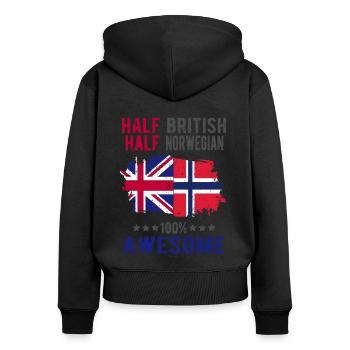 Halb Brite Halb Norweger - Frauen Premium Bio Zip Hoodie - Schwarz - Hinten - Julia (174cm)