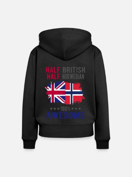 Halb Brite Halb Norweger - Frauen Premium Bio Zip Hoodie - Schwarz