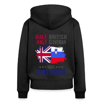 Halb Brite Halb Slowenier - Frauen Premium Bio Zip Hoodie - Schwarz - Hinten - Julia (174cm)