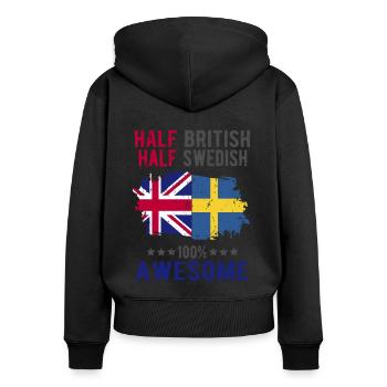 Halb Brite Halb Schwede - Frauen Premium Bio Zip Hoodie - Schwarz - Hinten - Julia (174cm)