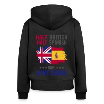 Halb Brite Halb Spanier - Frauen Premium Bio Zip Hoodie - Schwarz - Hinten - Julia (174cm)