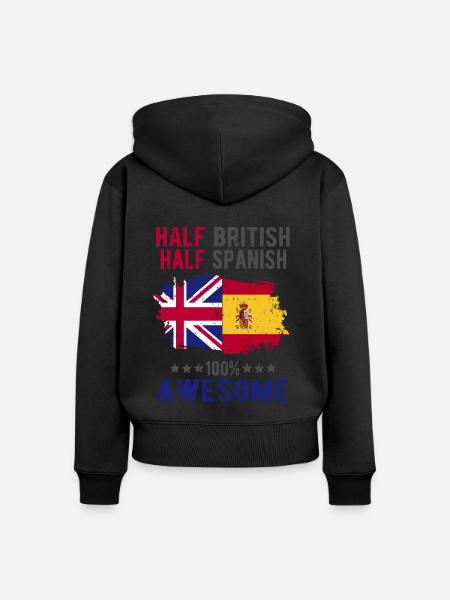 Halb Brite Halb Spanier - Frauen Premium Bio Zip Hoodie - Schwarz