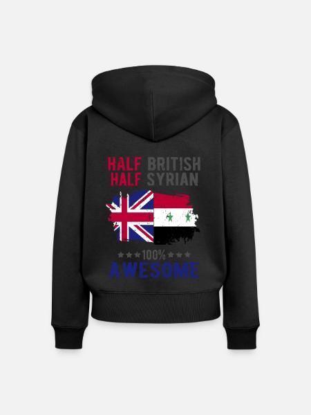 Halb Brite Halb Syrier - Frauen Premium Bio Zip Hoodie - Schwarz