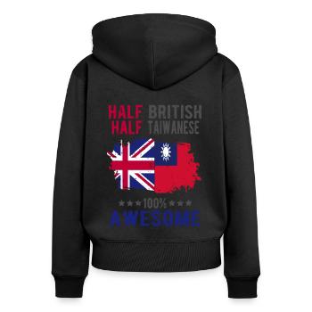 Moitié britannique moitié taïwanais - Sweat à capuche zippé Premium bio Femme - noir - Dos - Julia (174cm)
