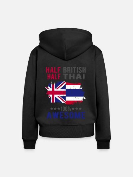 Halb Brite Halb Thailänder - Frauen Premium Bio Zip Hoodie - Schwarz