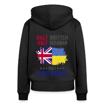 Halb Brite Halb Ukrainer - Frauen Premium Bio Zip Hoodie - Schwarz - Hinten - Julia (174cm)