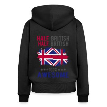 Half British Half British - Women's Premium Organic Zip Hoodie - black - Back - Julia (174cm)