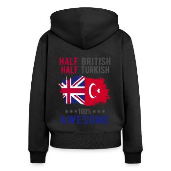 Halb Brite Halb Türke - Frauen Premium Bio Zip Hoodie - Schwarz - Hinten - Julia (174cm)