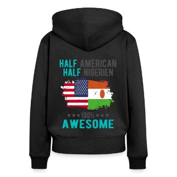 Half American Half Nigerien - Women's Premium Organic Zip Hoodie - black - Back - Julia (174cm)
