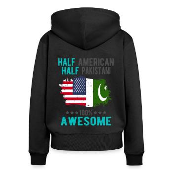 Half American Half Pakistani - Women's Premium Organic Zip Hoodie - black - Back - Julia (174cm)