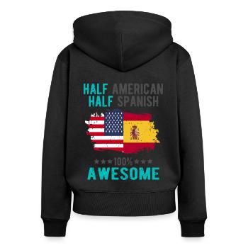 Half American Half Spanish - Women's Premium Organic Zip Hoodie - black - Back - Julia (174cm)